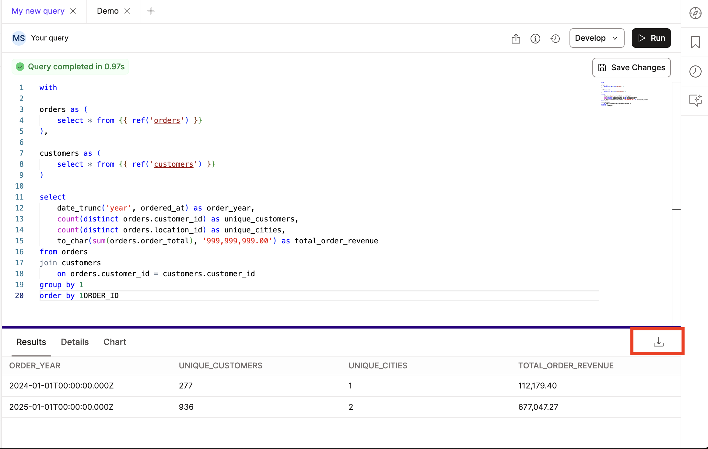 dbt Insights Export to CSV dbt Insights Export to CSV